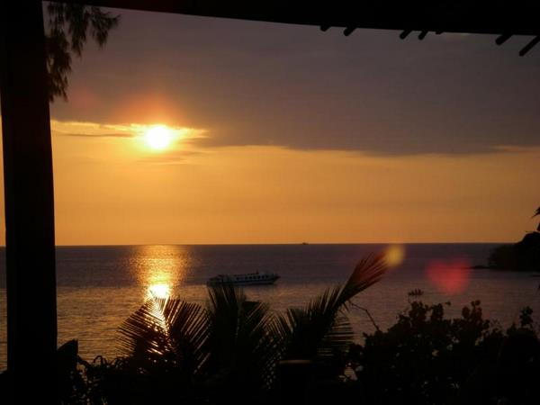 Sun sets during the low season